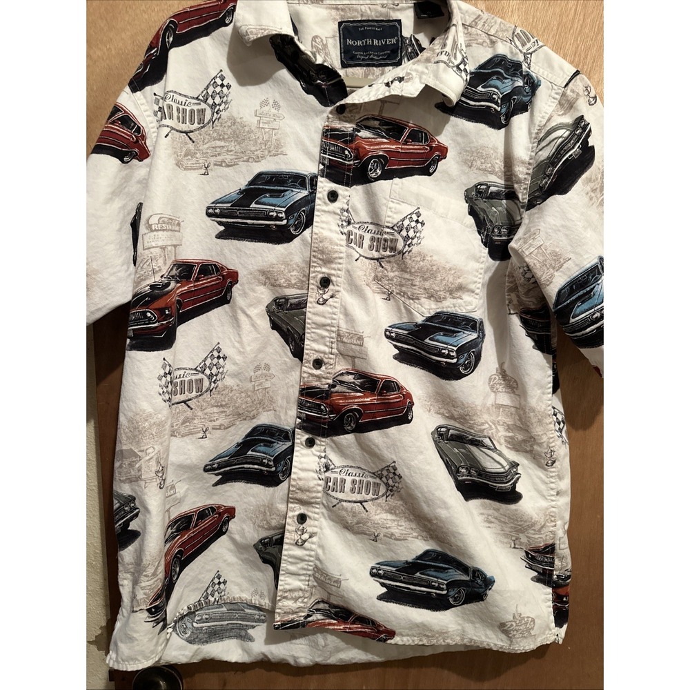 North River Outfitters Shirt Men's XL Classic Cars Button Down